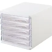 Helit ladebox, 5 laden, A4, polypropeen, behuizing wit/schuiflade glashelder