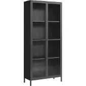 En.casa Vitrinekast Säkylä 180x80x35 cm zwart []