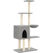 vidaXL Kattenmeubel met sisal krabpalen 145 cm lichtgrijs