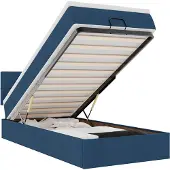 vidaXL Bed poef met matras en LED's 90x200 cm stof blauw