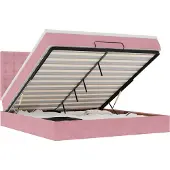 vidaXL Ottoman bed met matrassen en LED's 180x200cm fluweel roze