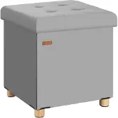 Casaria Poef Grijs Fluweel 42x38x38cm inklapbaar
