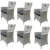 AVH-Collectie Capri dining tuinstoel wit grijs wicker set van 6