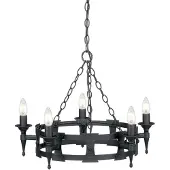 ELSTEAD Hanglamp SAXON, dimbaar, zwart, Woon-/ Eetkamer, metaal, Antiek, hanglamp