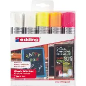 Edding Krijtstift 4090 4-15 mm, 2x wit, 1x neongeel, 1x neonoranje, 1x neonroze