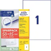 Avery Etiketten 6603 Klevend A4 Wit 21 x 29,7 cm 65 Vellen à 1 Etiket