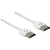 DeLOCK 85121 HDMI-kabel HDMI Aansluitkabel HDMI-A-stekker 0.5 m Wit Vergulde steekcontacten, 4K UHD, Verdraaid, Afgeschermd (drievoudig)
