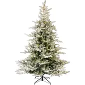 Kaemingk Grandis Fir kunstkerstboom groen besneeuwd met verlichting H240 cm D162 cm Everlands