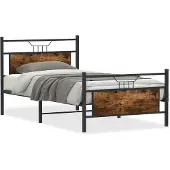vidaXL Bedframe zonder matras hout gerookt eikenkleurig 100x190 cm