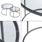 En.casa Salontafelset van 2, 'Kokkola', met metalen frame, rond, met rookglas