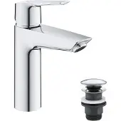 GROHE QuickFix Start - Wastafelkraan met Push-Open afvoerplug, chroom 24204002