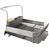 KitchenAid Afdruiprek - Afwasrek met Lekbak en Bestekhouder - 304 RVS - Bestekhouder - Afdruiprek voor afwas - Vaatwasrek - Keukenrek - Zilver
