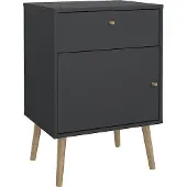 Ebuy24 Bodo nachtkastje 1 deur, 1 lade matgrijs.