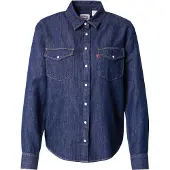 Levi's Blouse 'Iconic Western Linen+ Denim Shirt' donkerblauw