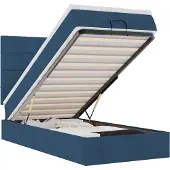 vidaXL Bed met matras 90x200 cm stof blauw