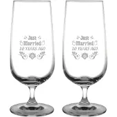 Fusion Gegraveerde set Bierglazen op voet 41cl Just Married 10 years ago