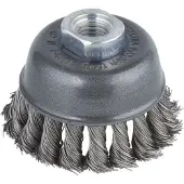 Wolfcraft 2125000 Brosse métallique soucoupe tors pour Meuleuse M14 Diamètre 75 mm