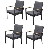 AVH-Collectie Costa Rica dining tuinstoel aluminium antraciet set van 4