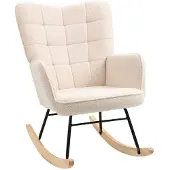 Aosom - Schommelstoel - met Fleece Look - Armleuningen - Beige