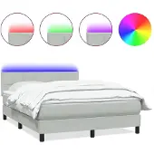 vidaXL Boxspring met matras en LED fluweel lichtgrijs 160x210 cm