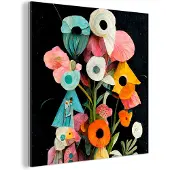 MuchoWow Aluminium schilderij 50x50 cm - Wanddecoratie metaal - Boeket - Vaas - Bloemen - Kleuren - Metalen muurdecoratie woonkamer - Decoratie industrieel - Foto op dibond - Industriële accessoires slaapkamer