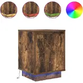 vidaXL Nachtkastje met LED-verlichting 38x34x50cm gerookt eikenkleurig