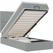 vidaXL Bed met matras 90x200 cm stof lichtgrijs