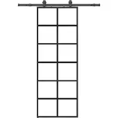 vidaXL Schuifdeur met beslag, zwart, 76x205 cm, veiligheidsglas