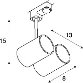 SLV BIMA II lampkop, zwart, 2xGU10, max. 50W, inclusief 3-polige adapter
