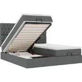 vidaXL Ottoman bed met matrassen 180x200cm stof donkergrijs