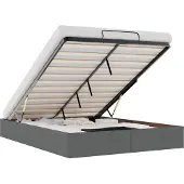 vidaXL Bedframe zonder matras 140x190 cm stof donkergrijs