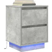 vidaXL Nachtkastje met LED-verlichting 38x34x50 cm betongrijs