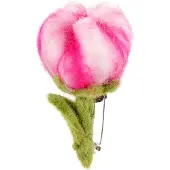 Sjaal met Verhaal Broche bloem - Tulp Roze/Paars Vilt - 8cm