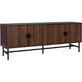 Sweeek TV meubel, gegroefd houtkleurig decor, Bazalt Donker hout