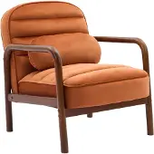 Sweeek Fauteuil met walnootkleurig hout en fluweel Terracotta