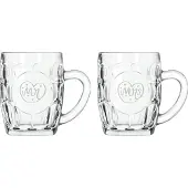 Libbey Gegraveerde set bierpullen 55cl Mr. In hartje - Mrs. In hartje
