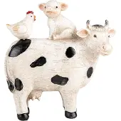 Clayre & Eef Decoratie Beeld Koe 12x5x13 cm Wit Kunststof