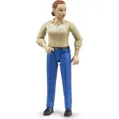 BRUDER Toys - Bworld Vrouw Actiefiguur Licht Huid met Blauw Jeans - Leeftijd 4+