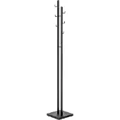 Haku kapstok, 8 haken, elk met een draagvermogen van 5 kg, bodemplaat, B 290 x D 290 x H 1760 mm, staal-/metaalbuis met poedercoating, zwart