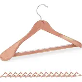 Relaxdays houten kledinghangers - set van 16 - brede schouders - pakken & blazers - hout - natuur