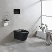 Boss & Wessing Wandcloset bws astev rimless met bidetkraan koud water mat zwart