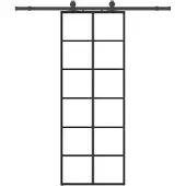 vidaXL Schuifdeur met beslag, zwart, 76x205 cm, veiligheidsglas