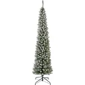 Everlands Kunstkerstboom Pencil Pine Snowy 210 cm Hoog Groen Wit Besneeuwd