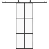 vidaXL Schuifdeur met beslag, zwart, 76x205 cm, veiligheidsglas