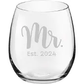 Royal Leerdam Gegraveerde drinkglas 39cl Mr. Est. 2024