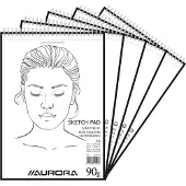 Aurora Schetsblok - Tekenpapier - Kopspiraal - A4 - 90g - 100 vel - 5 Stuks