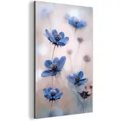 MuchoWow Aluminium schilderij 20x30 cm - Wanddecoratie metaal - Cosmos - Bloemen - Natuur - Blauw - Metalen muurdecoratie woonkamer - Decoratie industrieel - Foto op dibond - Industriële accessoires slaapkamer