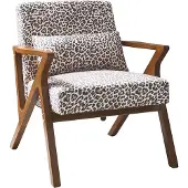 Sweeek Scandinavische fauteuil van hout en luipaardprint Luipaard