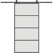 vidaXL Schuifdeur met beslagset 102,5x205 cm ESG glas zwart