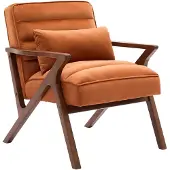 Sweeek Scandinavische fauteuil van hout en fluweel Terracotta